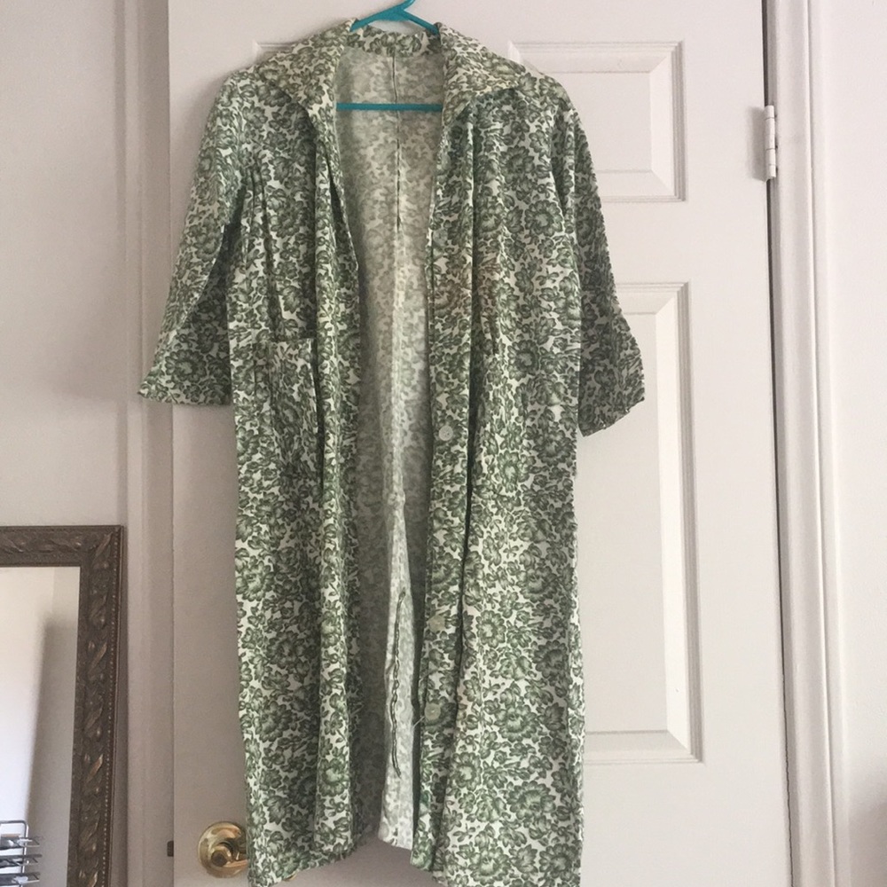 Handmade Vintage Green Floral Topcoat
